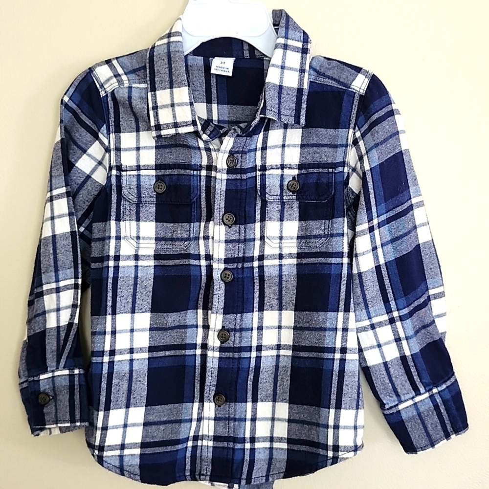 Old Navy Plaid Flannel Button Up Shirt 3T